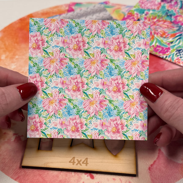 4" x 4" Pattern Acrylic Watercolor Flowers