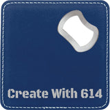 Laserable Leatherette Bottle Opener Coaster Blue Silver | Create With 614