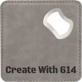 Laserable Leatherette Bottle Opener Coaster Gray Black | Create With 614