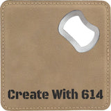 Laserable Leatherette Bottle Opener Coaster Light Brown Black | Create With 614