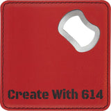 Laserable Leatherette Bottle Opener Coaster Red Black | Create With 614