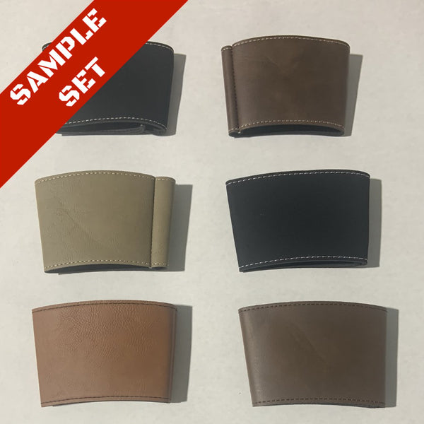 Laserable Leatherette Coffee Mug Sleeve Sample Set