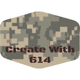 Laserable Leatherette Patch Hexagon Large Digital Woodland Camo Black