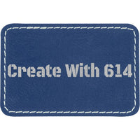 Laserable Leatherette 3" x 2" Rectangle Patch with Adhesive Blue Silver | Create With 614