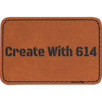 Laserable Leatherette 3" x 2" Rectangle Patch with Adhesive Rawhide Black | Create With 614