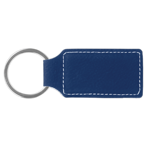 Leather Keychain Blanks, 2pcs Cowhide Key Fob with Key Ring, Navy Blue