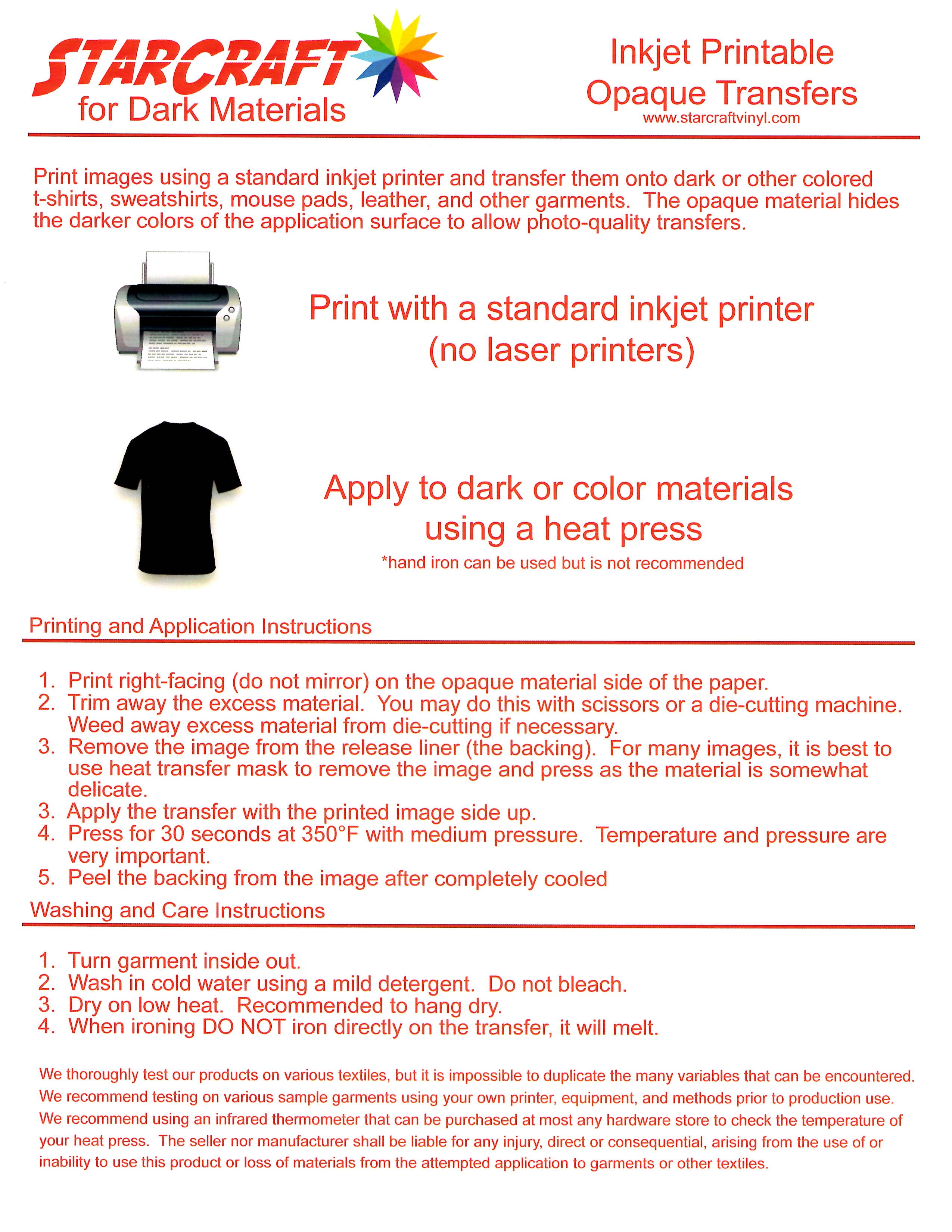 Dark Garment Transfer Paper - U-Print Digital Transfer Printers